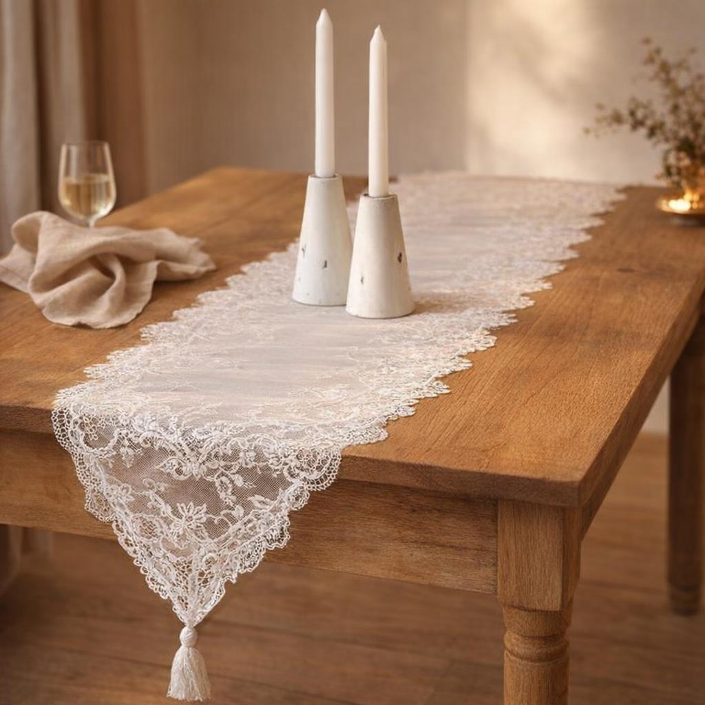 white-floral-table-runner