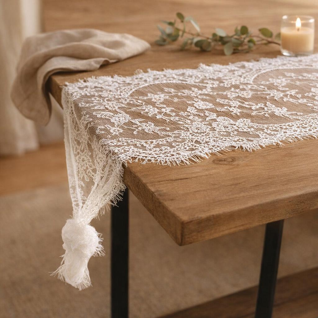 white-floral-table-runner