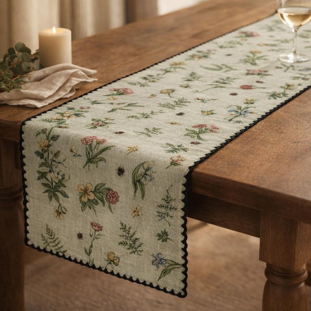 green-linen-table-runner