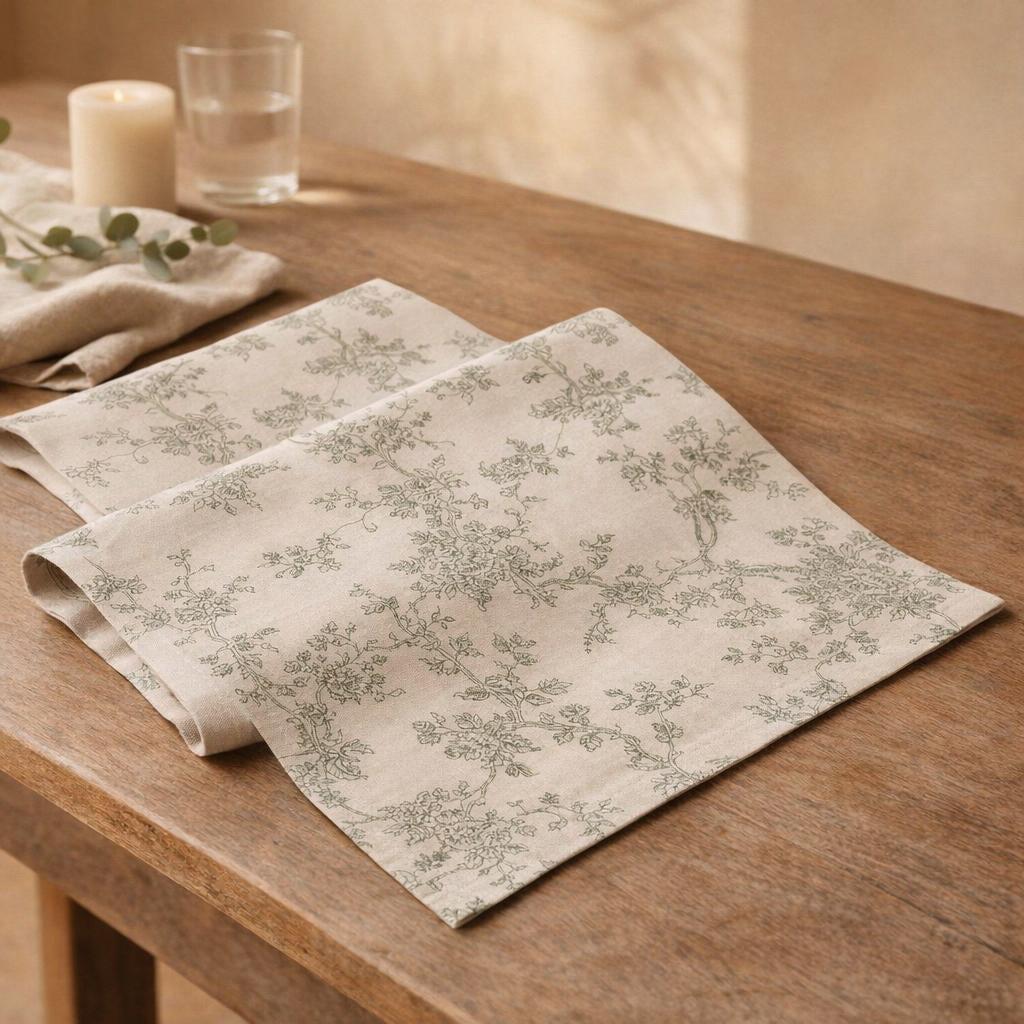 green-floral-table-runner