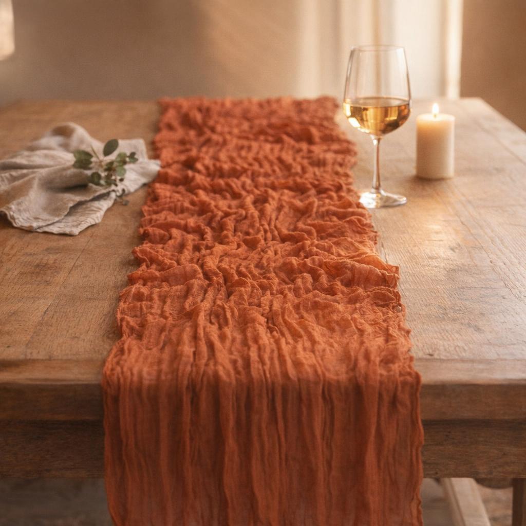 gold-cheesecloth-table-runner