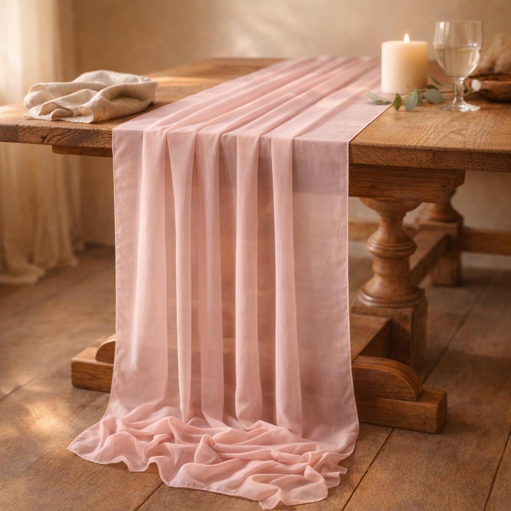 blush-chiffon-table-runner